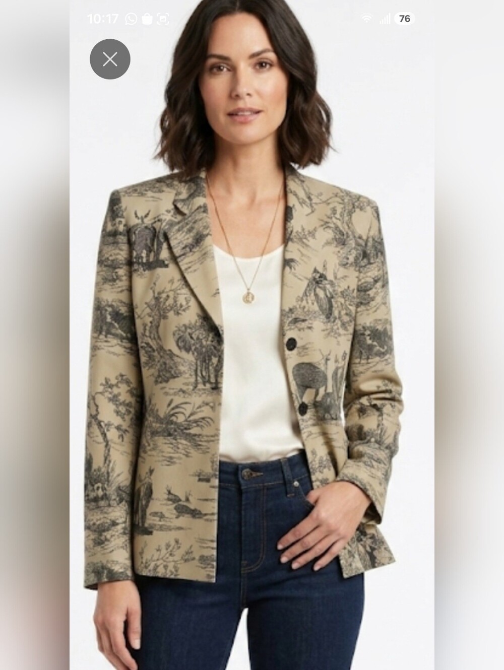 Barve Benard Printed Tan Toile Blazer Jacket - Women's Tailored Coat,Size 8 - Picture 15 of 15